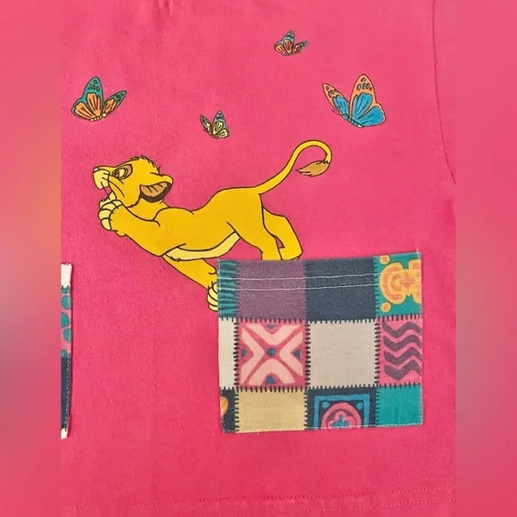 Disney The Lion King Simba Nala Butterfly Duel Pocket Shirt Youth Vintage